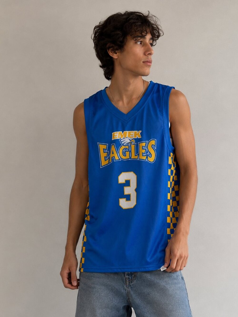 Vintage Y2K Emek Eagles Reversible Basketball Jersey Blue White #3 Youth XL